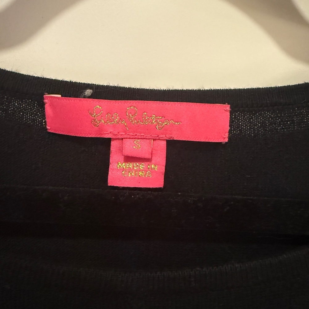 Lilly Pulitzer Black Ribbed Shoulder Pullover Sweater - Size S - Picture 6 of 8